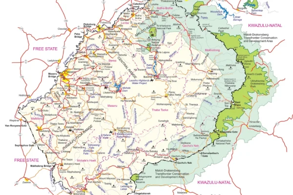 Detailed map of Lesotho